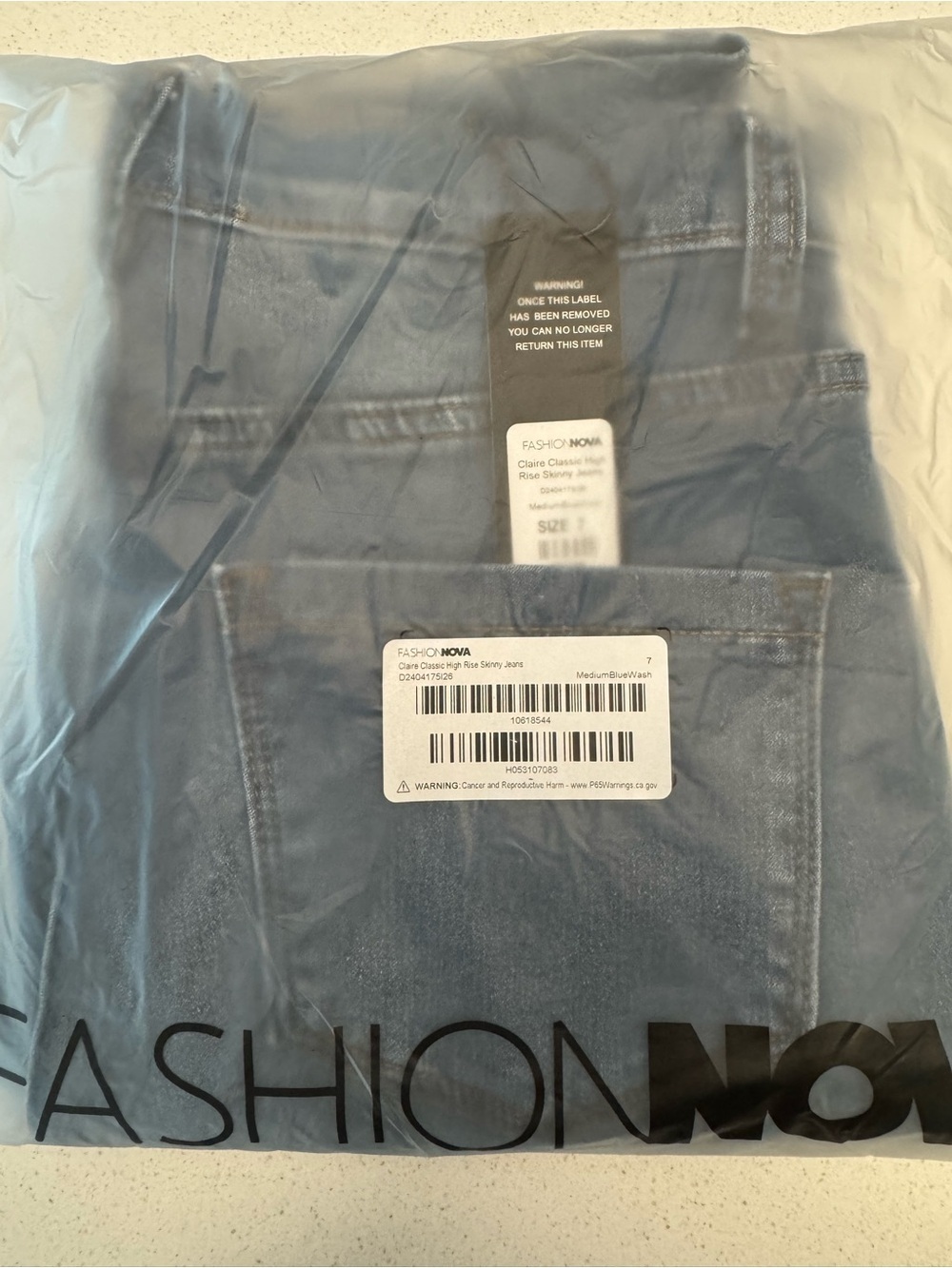 NWT Fashion Nova Mid-Blue High-Rise Skinny Jeans - Picture 3 of 3